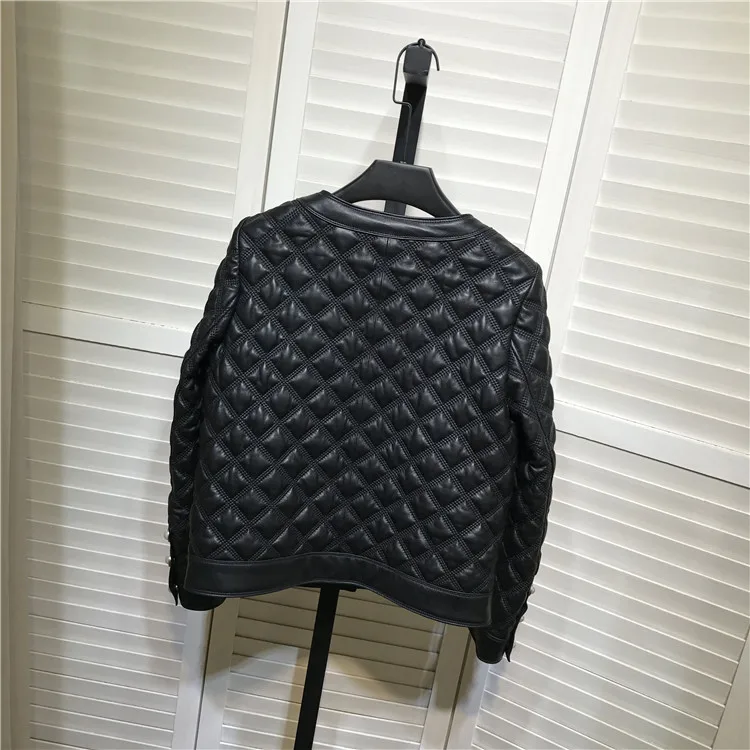 Женское кожаное пальто в европейском и американском стиле Осень-зима 2019