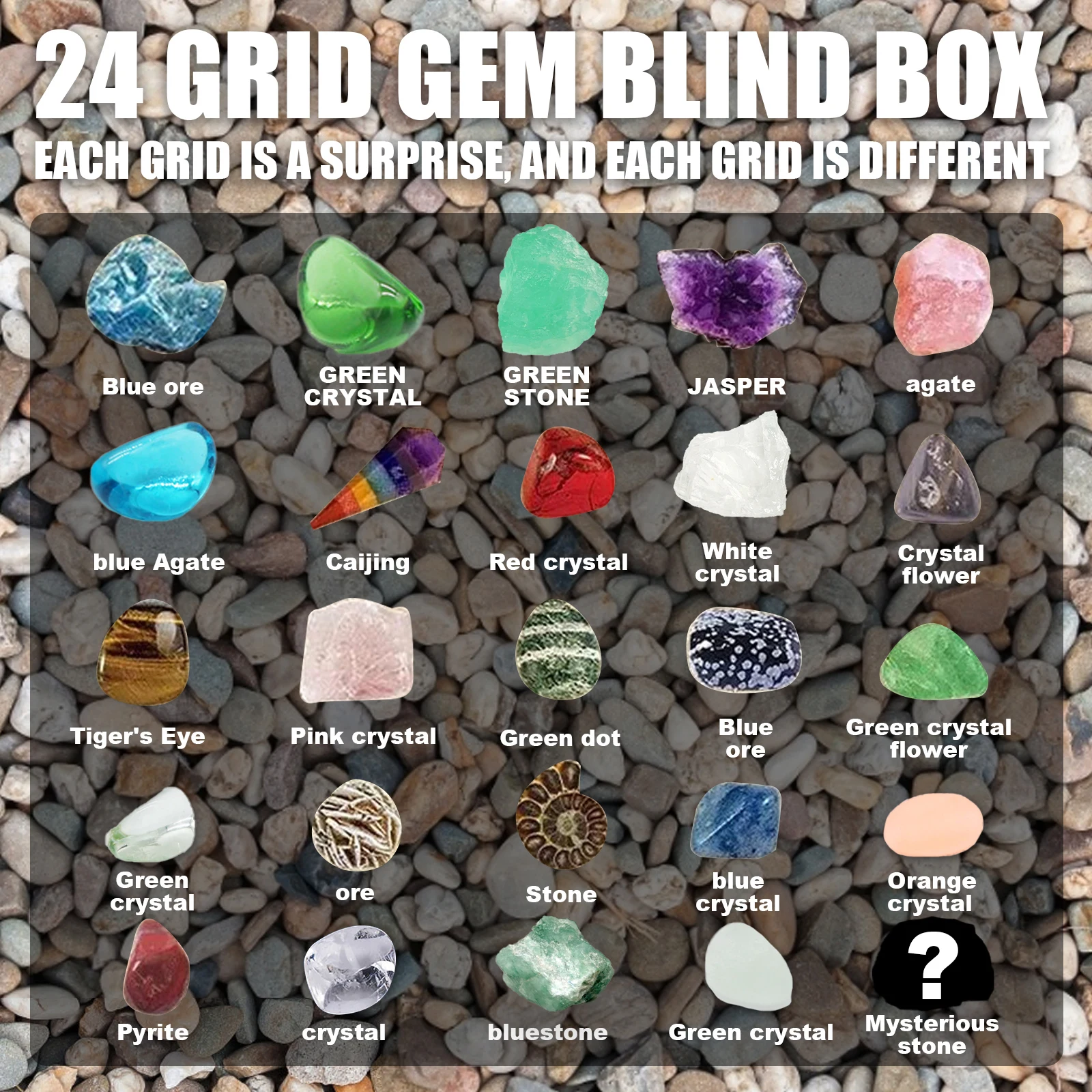 

Ore Christmas Advent Calendar Healing Crystal Mineral Gift Box Kids with Rock Stone Collections Pebbles Polished Gravel
