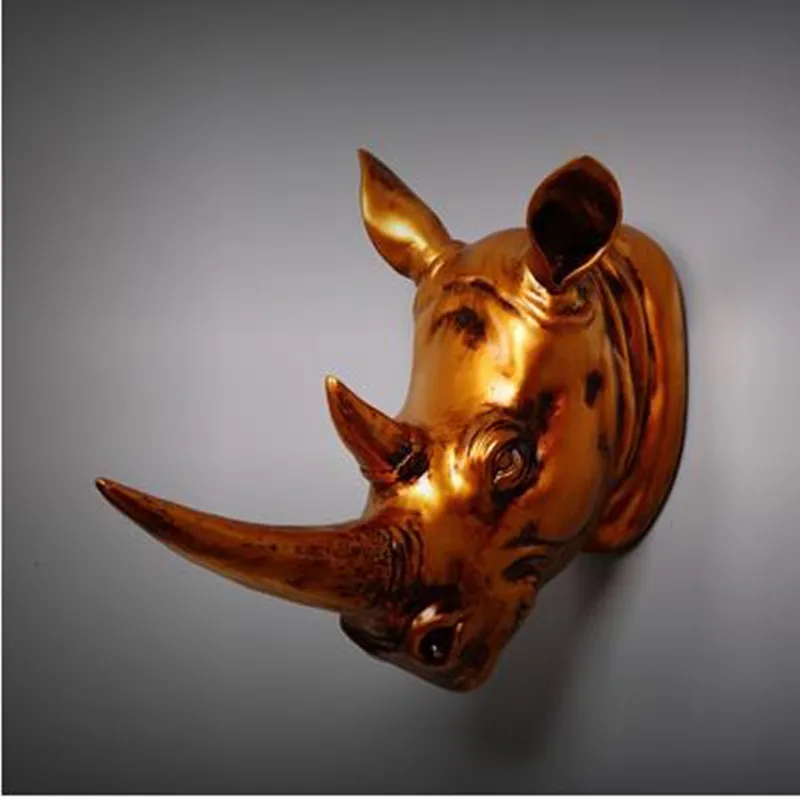 Three-dimensional animal head wall hanging stickers rhino sheep bull home office decoration crafts | Дом и сад