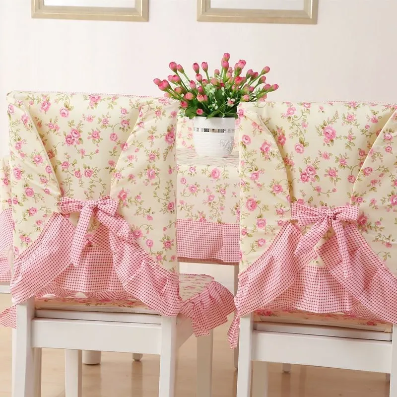 

Purple Dinning Tablecloth Bowknot Bind Package Type Back Chair Cover Chair Cushion Set 110*160cm Rectangle Dustproof Table Cover