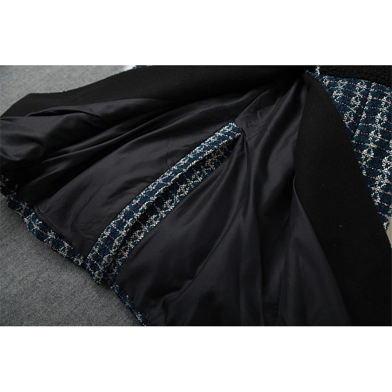 Runway Fashion Winter Tweed Woolen Jackets and Coats Women Elegant Lady Lace Up Vintage Long Wool Blend Overcoat Outerwear