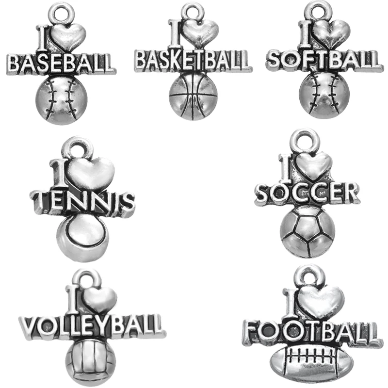 Skyrim 20 шт. Спортивная Серия I LOVE бейсбол теннис футбол Софтбол волейбол массивные