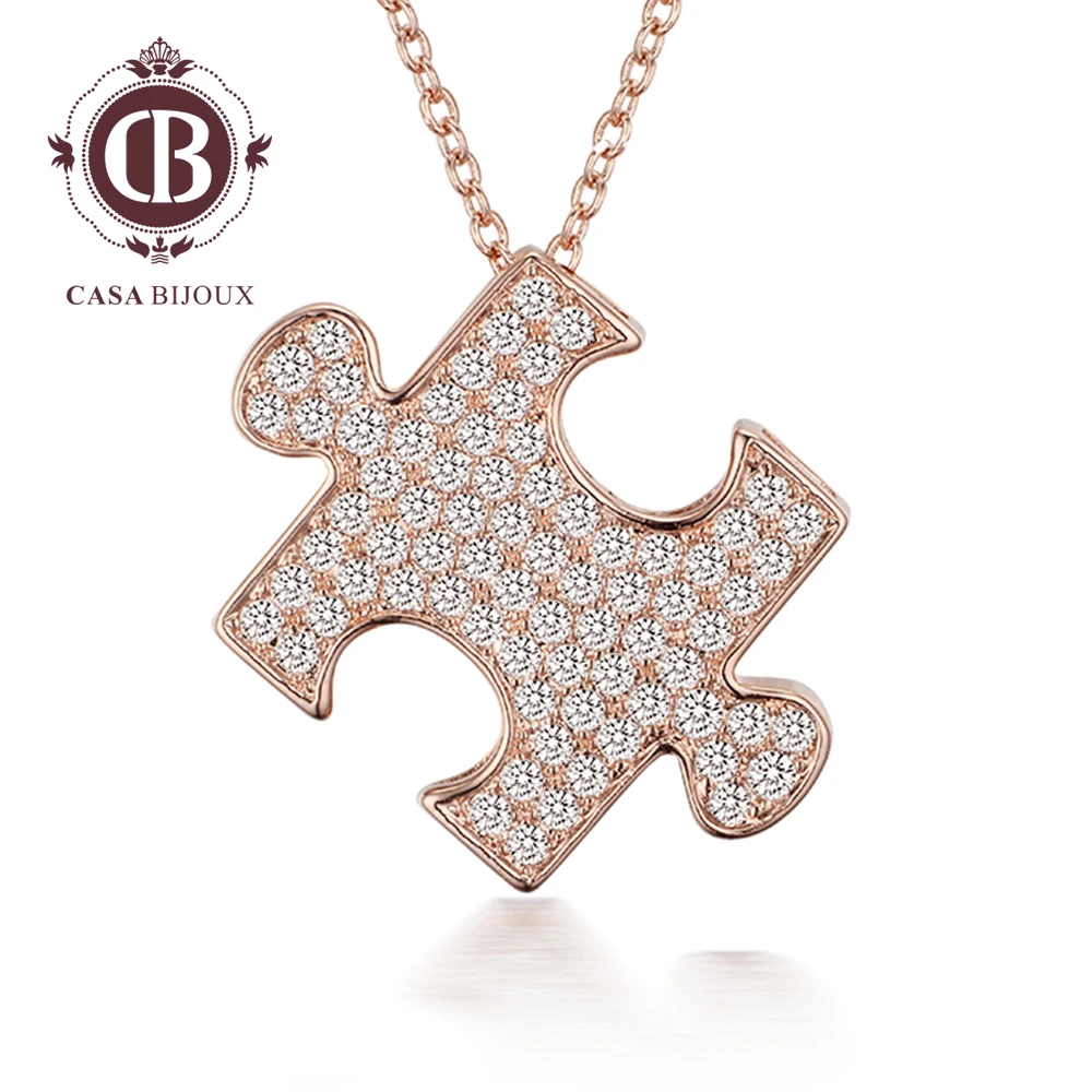 CASABIJOUX трендовая головоломка подвеска для влюбленных золотой цвет ожерелья с ZC