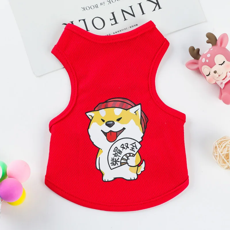 

Pet clothing dog vest small dog spring and summer thin clothing bear teddy dog vest dog cat clothing pet supplies Printed vest