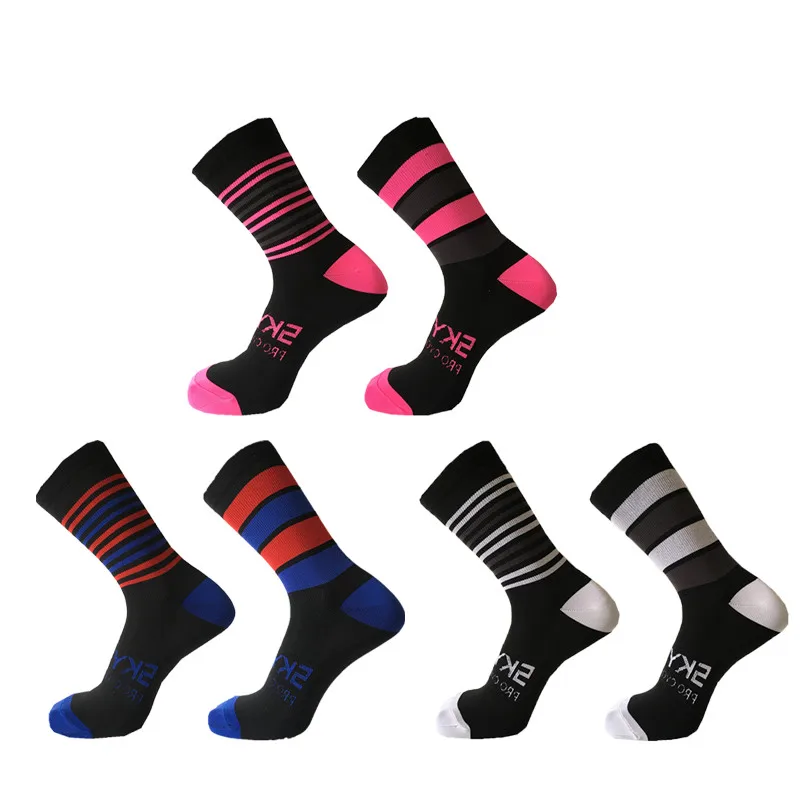 

New Stripe Cycling Socks Professional Sport Socks Breathable Outdoor Racing Bicycle Sock