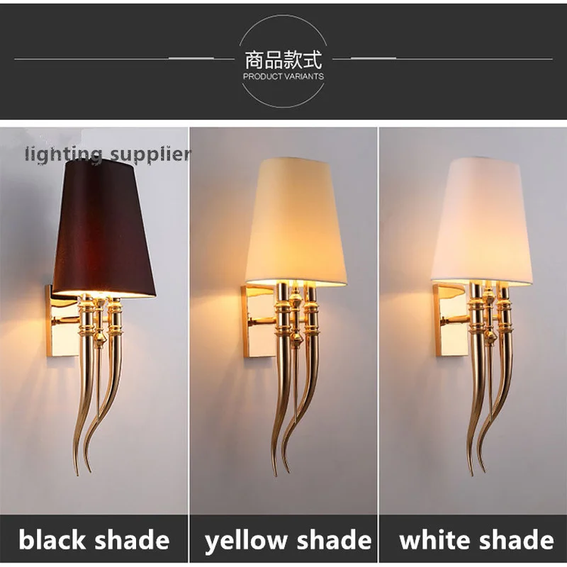 Современный тканевый настенный светильник в виде железного рога с когтями