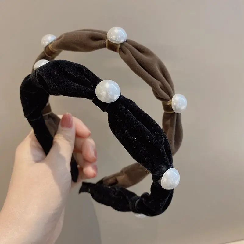 

Vintage velvet pearl headband hair accessories hair card pressure head hoop