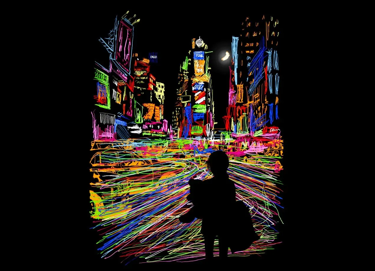 

The City That Never Sleeps T-Shirt Oil Painting Art Cotton O-Neck Short Sleeve Men's T Shirt New Size S-3XL