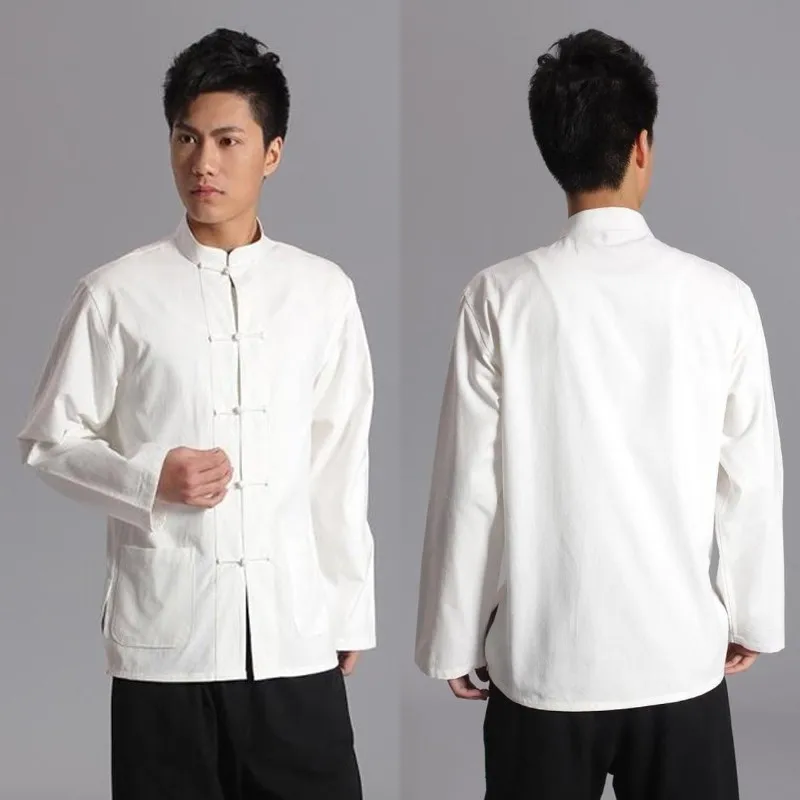 Китайская традиционная китайская одежда для мужчин Танг льняные Топы Одежда