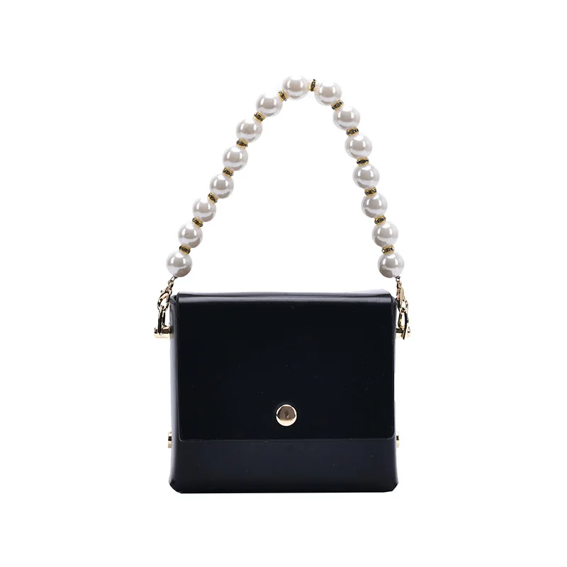 

Women Mini Handbag New Shoulder Messenger Portable Chain Bag Girl PU Pearl Crossbody Small Square Bag