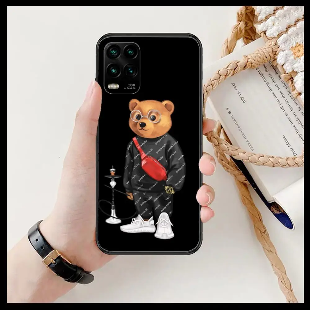 

Luxury Bear Soft Case For cartoon Phone Case For XiaoMi Redmi Note 10 9S 8 7 6 5 A Pro T Y1 Anime Black Cover Silicone Back Pre