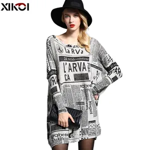 2019 Осень Новая мода с буквенным принтом вязаный свитер для женщин объемный пуловер зимний теплый топ шерстяная одежда для женщин pull femme