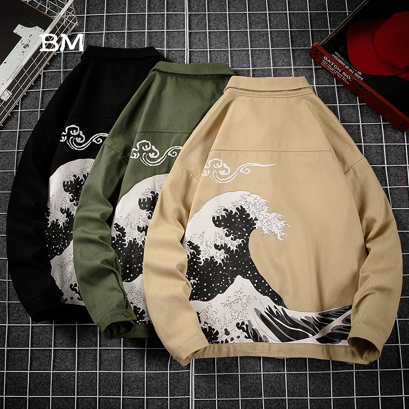 Японская куртка в уличном стиле Мужская забавная модная одежда с принтом