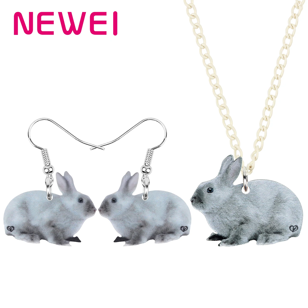 Комплект из колье и серёг с кроликом для девочек|Ювелирные наборы| |