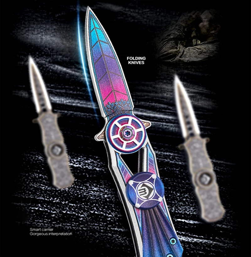 Многофункциональный складной нож высокой твердости с гироскопом для пальцев