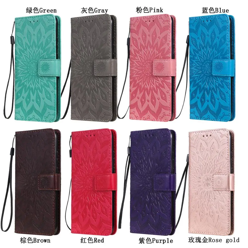 

For Sony Xperia Z5 XZ3 XZ4 XA Ultra L2 3D Embossing Sunflower Flip Wallet PU Leather Case Stand Cover