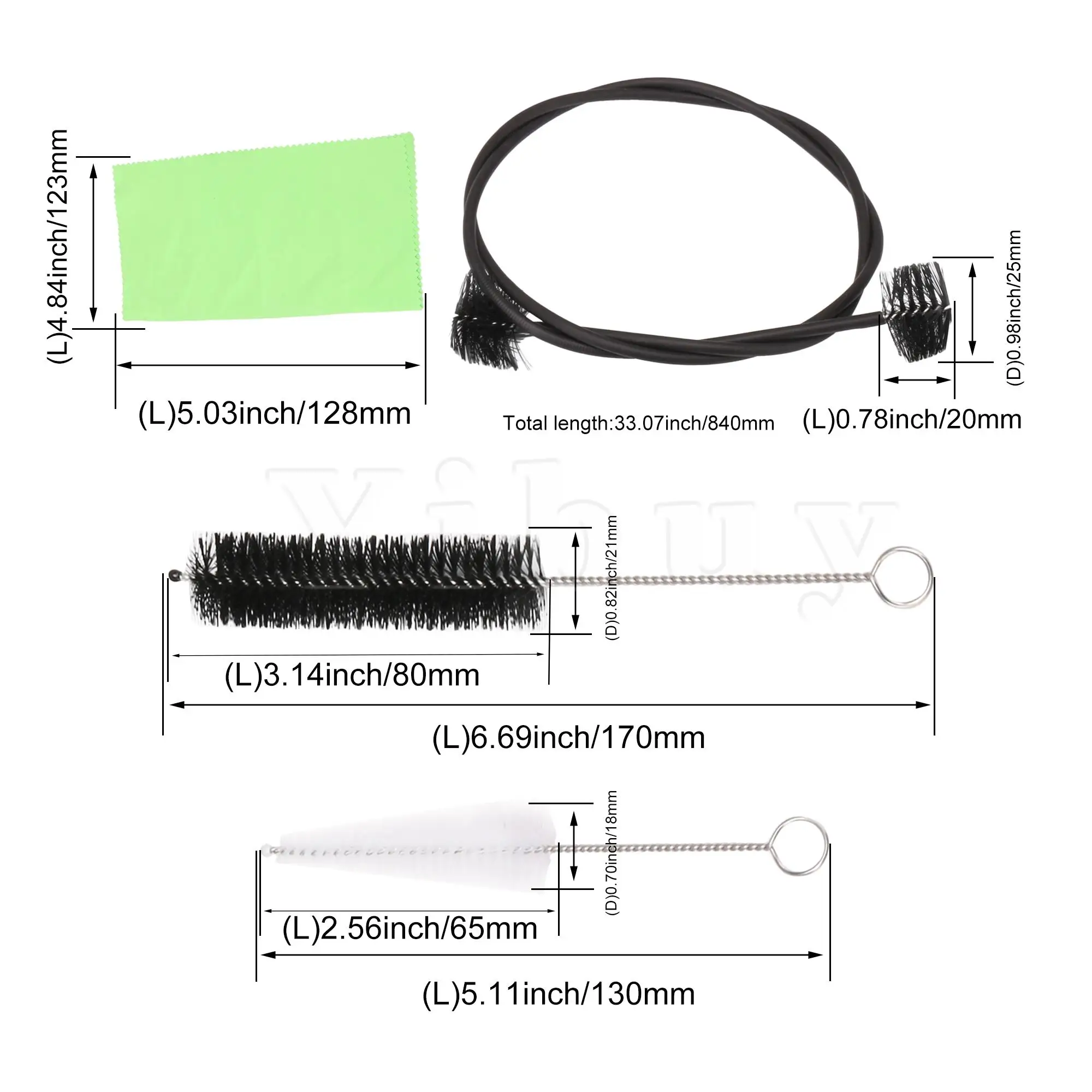 

Yibuy Trumpet Maintenance Brush kit Cotton for Maintenance Trumpet Multicolor