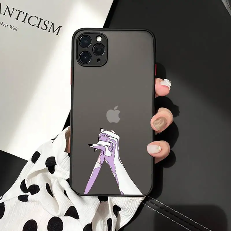 

Hand art daisy Love heart butterfly Phone Case Matte Transparent for iPhone 7 8 11 12 s mini pro X XS XR MAX Plus cover funda
