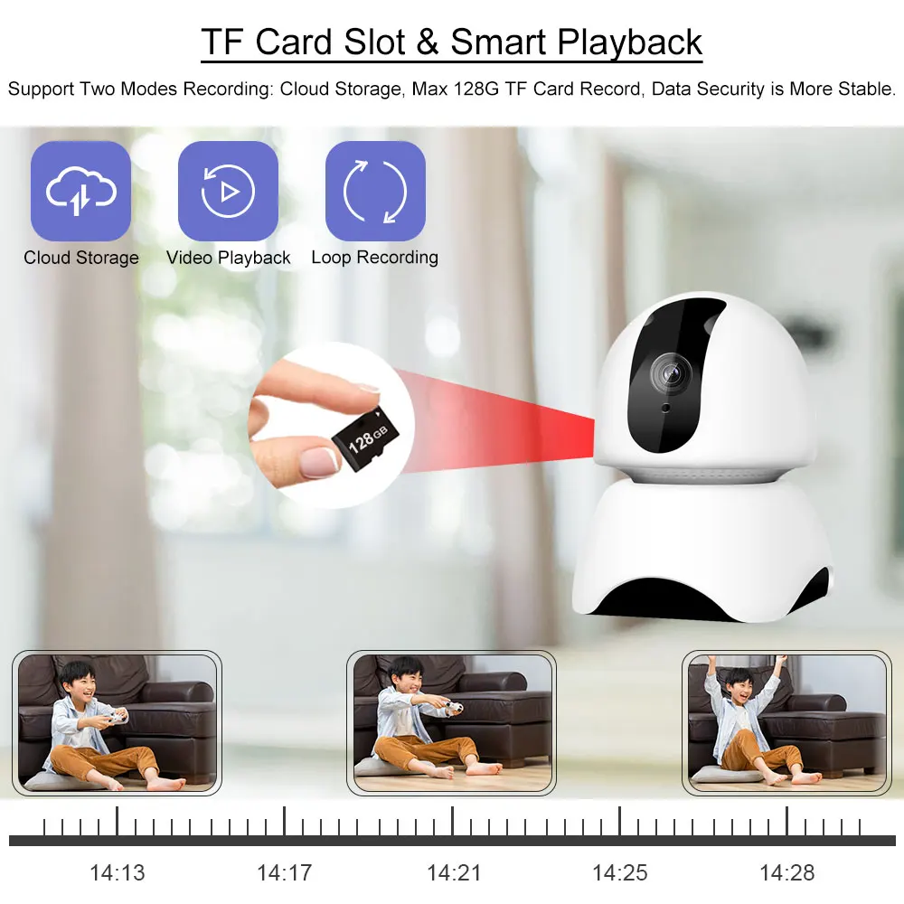 

1080P Wifi IP Security Camera Wireless Home Indoor Mini Baby Monitor Two Way Audio CCTV Video Surveillance Camera 2MP PTZ