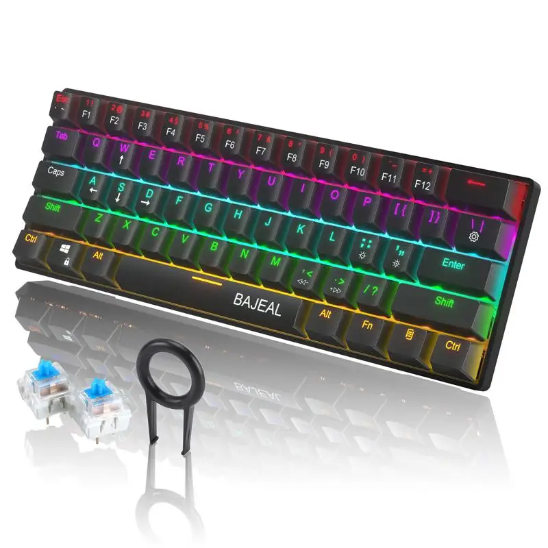 

1pc Mk-606-61 Key Mechanical Keyboard Wired Led Backlit Axis Gaming Mechanical Keyboard For Desktop