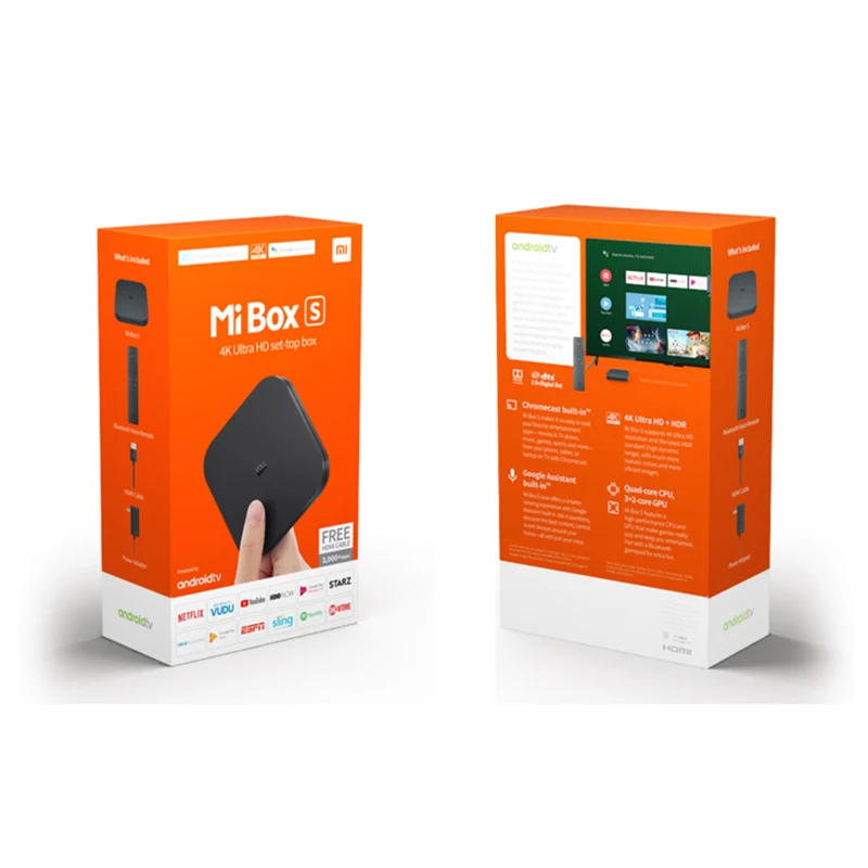 Глобальный Xiaomi Mi ТВ коробка S 4K ТВ-приставка Android ТВ 8,1 со сверхвысоким разрешением Ultra HD, 2G 8G WI-FI Google Cast Netflix IPTV Set-Top Box 4 Media Player