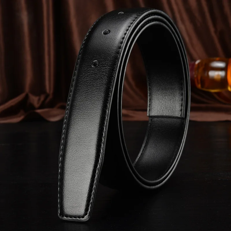 

No Buckle Genuine Leather Belt Strap For Automatic Buckle Pin Buckle 2.4cm 2.8cm 3.0cm 3.2cm 3.5cm 3.8cm Width Men Belt Black