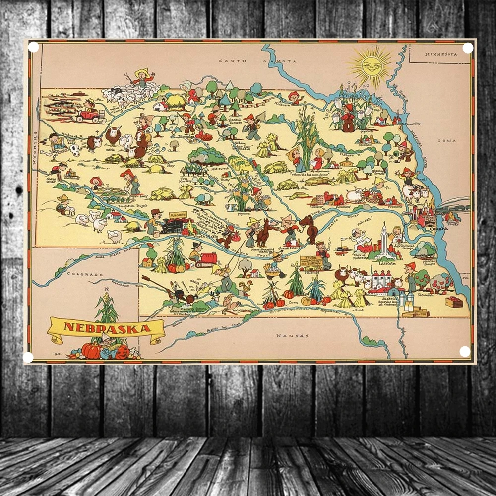 Соединенные Штаты опубликовала в 1935 небракская карта большой винтажный