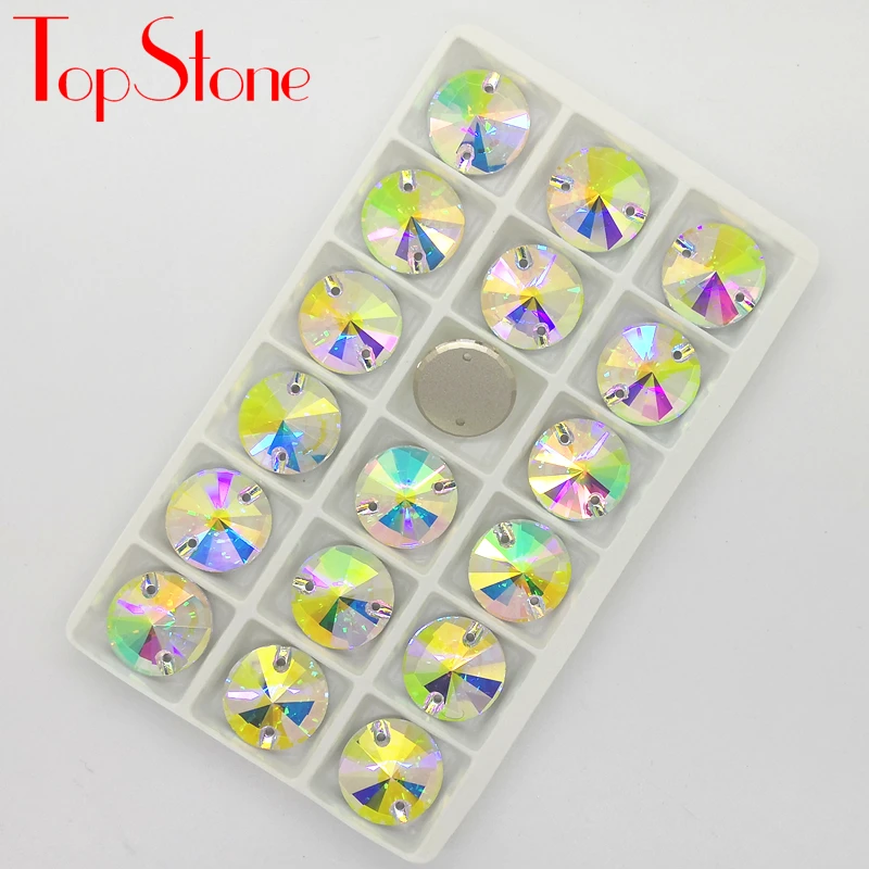 K9 #3200 AB Кристалл риwill круглые пришивные стразы с плоской задней частью Размер 8 10 12
