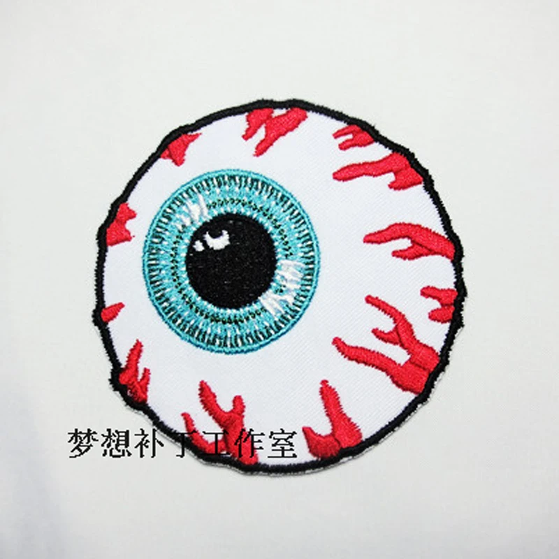 

Embroidery Patch Red Eyeball Hook and Loop Badge DIY Harajuku Dark Gothic 1pc