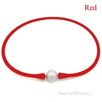 wholesale 16 inches red rubber silicone natural 10 11mm handmade pearl necklace