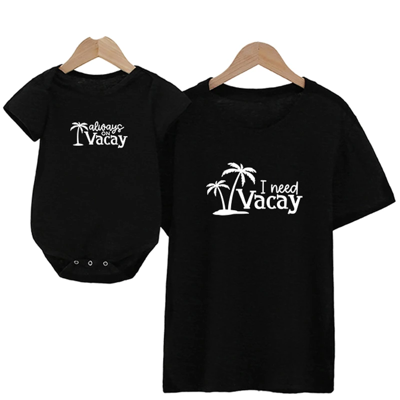 Ropa de pap&aacute; e hijo, camisetas de Vacaciones, Vestidos para madre e hija, trajes de aspecto familiar, ropa de &aacute;rbol de Coco para beb&eacute;, camiseta-0
