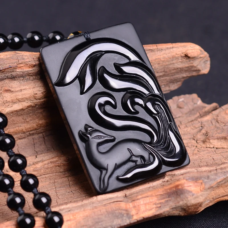 Прямая поставка подвеска из натурального камня черный девять Тайл лиса