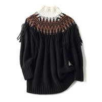 shuchan turtleneck tassel sweater women indie folk patchwork 100 cashmere thick warm autumn winter a straight pullover