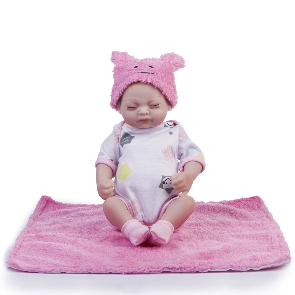 10 дюймов 28 см мини Reborn Младенцы девочка полный силиконовый винил милые закрытые