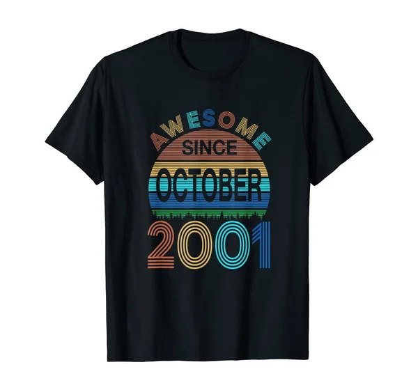 

Awesome Since October 2001 19th Birthday 19 Year Old T-Shirt