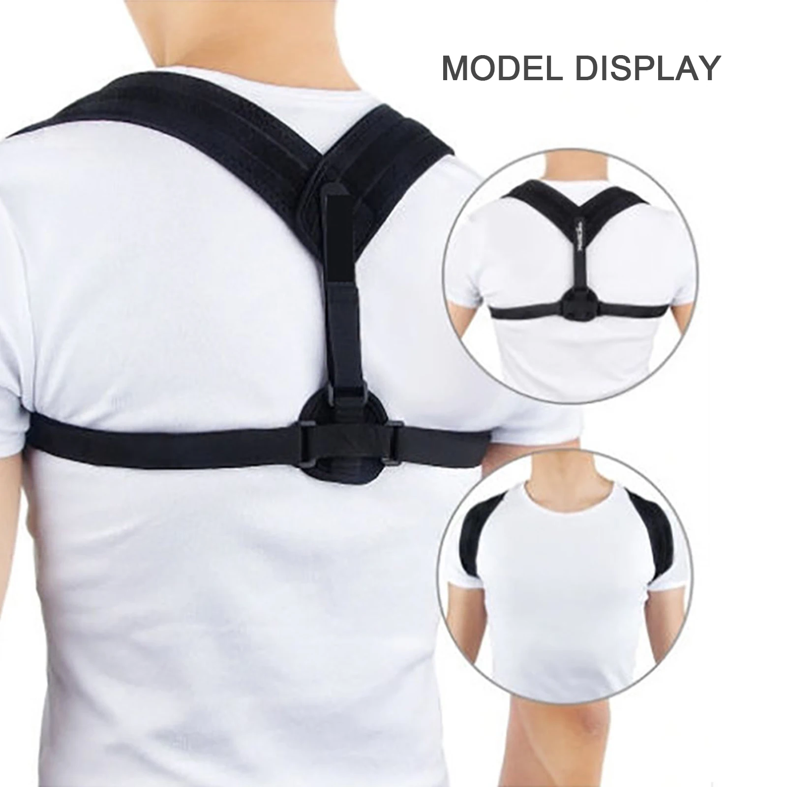 

Adjustable Posture Corrector Upper Back Brace Clavicle Support Stop Slouching Hunching Back Trainer Black Health Product Unisex