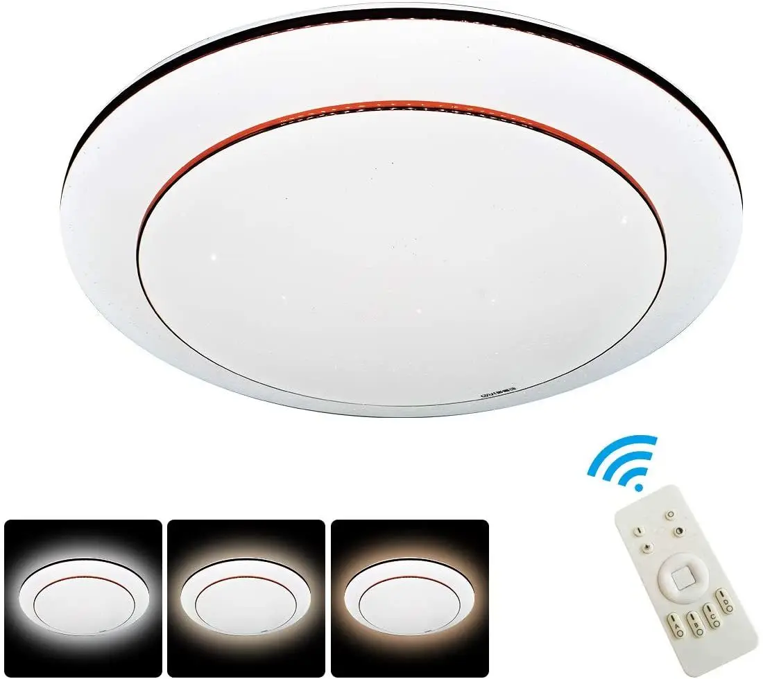 

30W Dimmable LED Flush Mount Ceiling Light with Remote 15 Inch Modern Round Close to Ceiling Lights Fixture for Bedroom