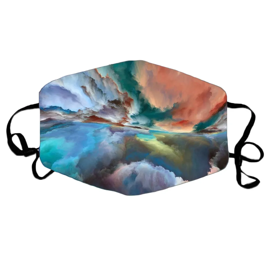 

8PCS Fashion Multicolor Cloud Starry Sky Galaxy Tie-Dye Printed Face Mask Washable Reusable Protection Mouth Cover Mask