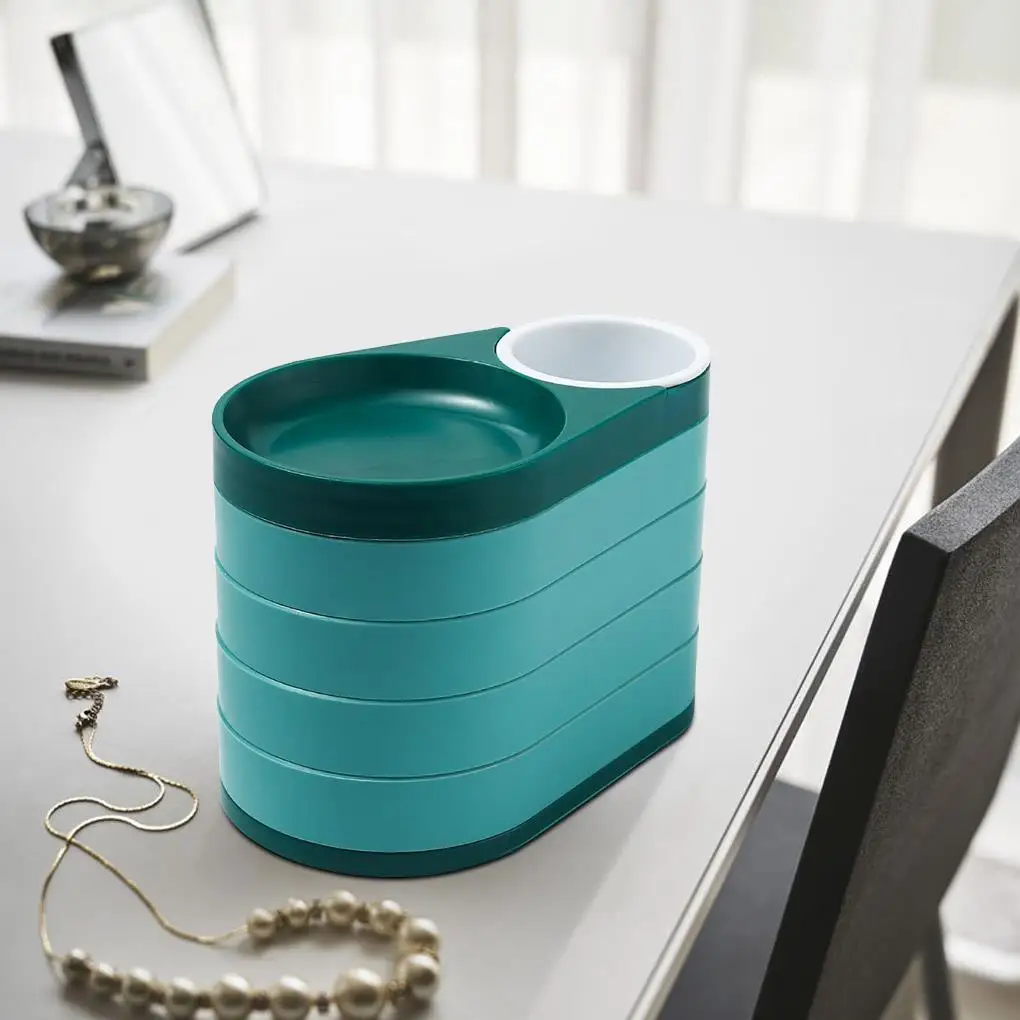 

Коробки для украшений креативный 4-слойный поворотный пластиковый контейнер для ювелирных изделий чехол для серег кольцо коробка многофун...