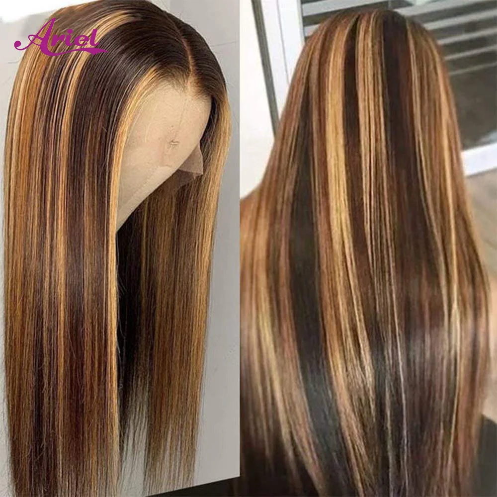 

#4/30 Highlight Colored Human Hair Wigs Pre Plucked Ombre Lace Frontal Wig Remy Human Hair Wigs Transparent Wigs For Black Women
