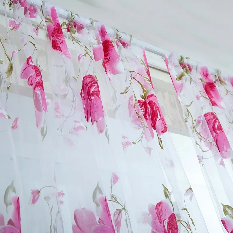 Тюль отвесные занавески Блестящий цветочный узор лоза Листья двери окна