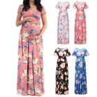 Платье для беременных с V-образным вырезом и коротким рукавом