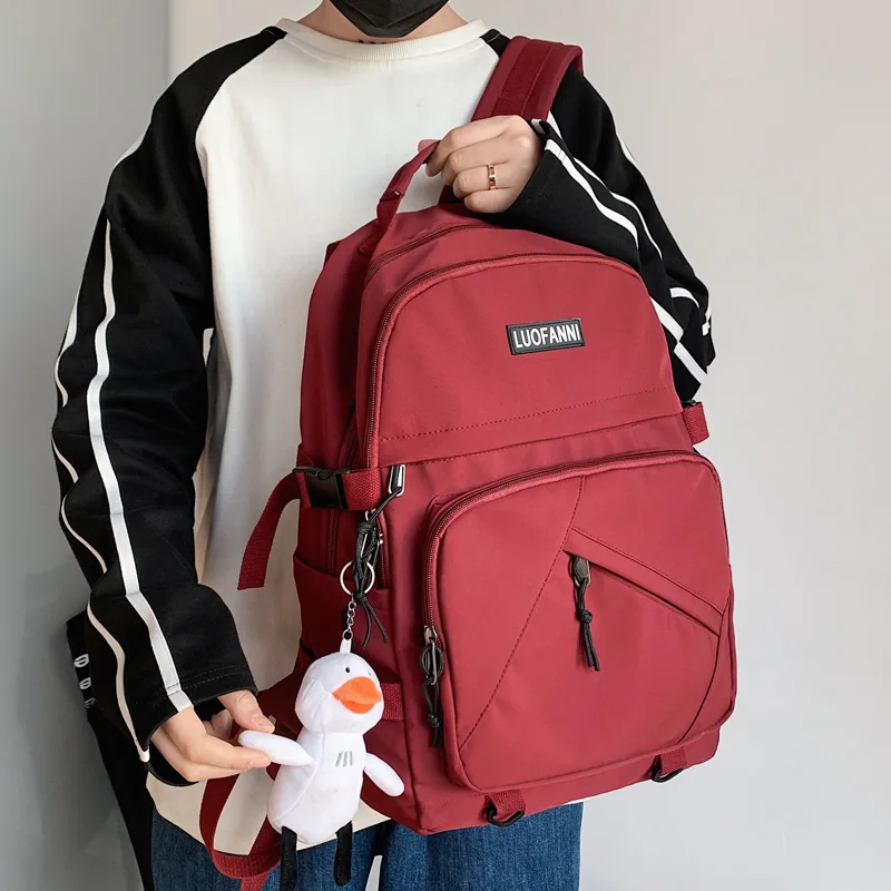 

DCIMOR New Solid Color Waterproof Nylon Backpack High Quality Women Schoolbag Men Large Capacity Laptop Backpacks Cool Book Bag