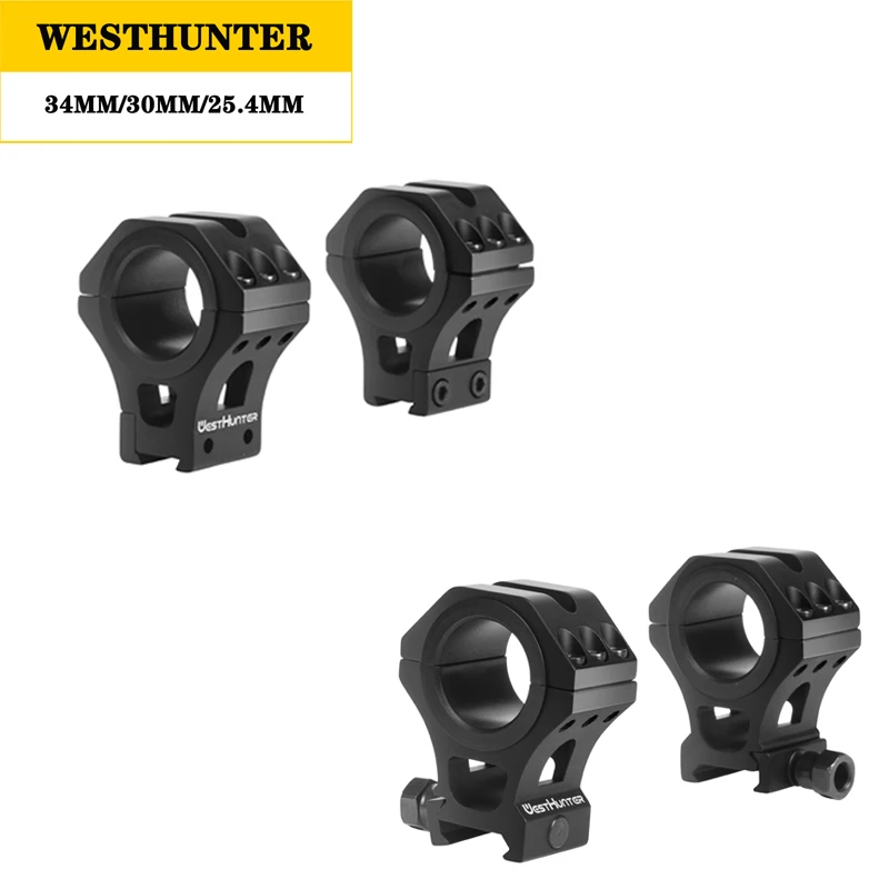 WESTHUNTER 34MM/30MM/25.4MM Hunting Scope Mounts High Profile Picatinny/Dovetail Full CNC Machined Riflescope Base