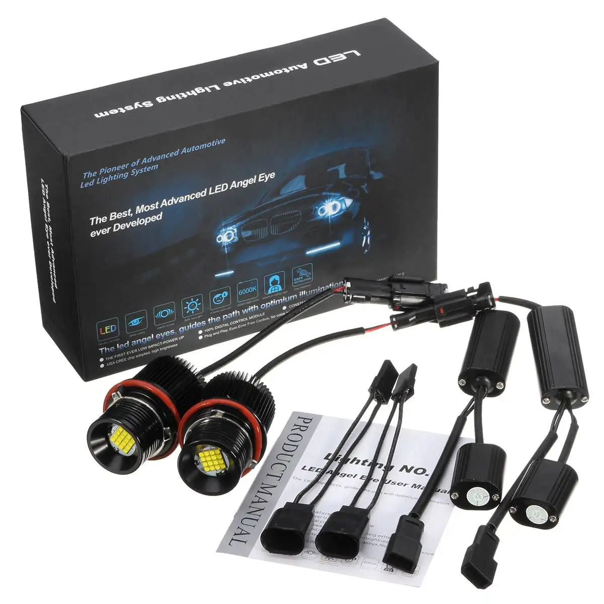 

New 2X 80w White Angle Eyes LED Marker Light HALO Ring Headlight Bulb Fog Lamp for E39 E53 X5 E60 E61 E63 E64 E65 E66 E83 X3 E87