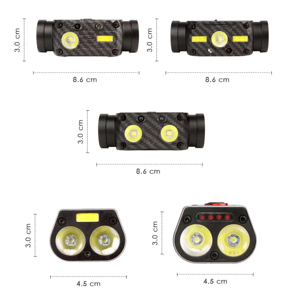 Светодиодный налобный фонарь водонепроницаемый уличный COB светильник с датчиком