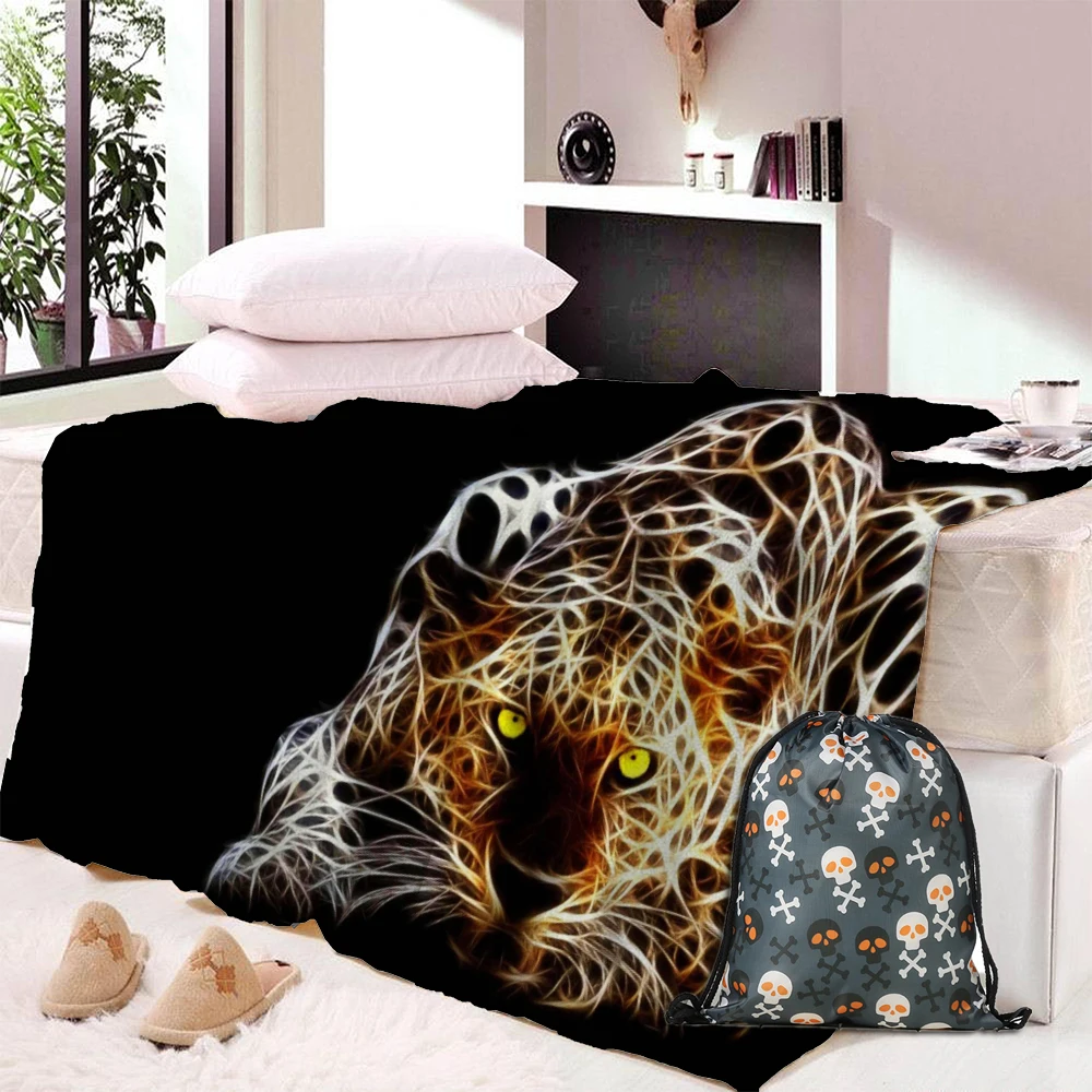 

Polyester Fleece Blanket ThicK leopard Knitted Spring Autumn 3D Printed Quality Children for Home Travel Picnic
