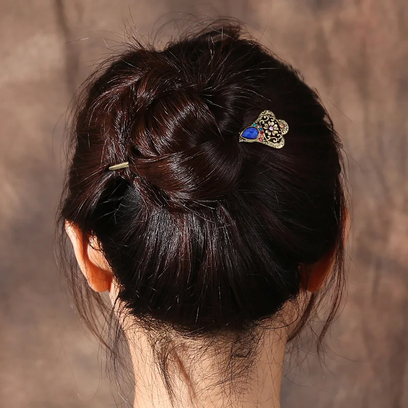 Металлическая ажурная корона цветок шпильки для волос женские хрустальные