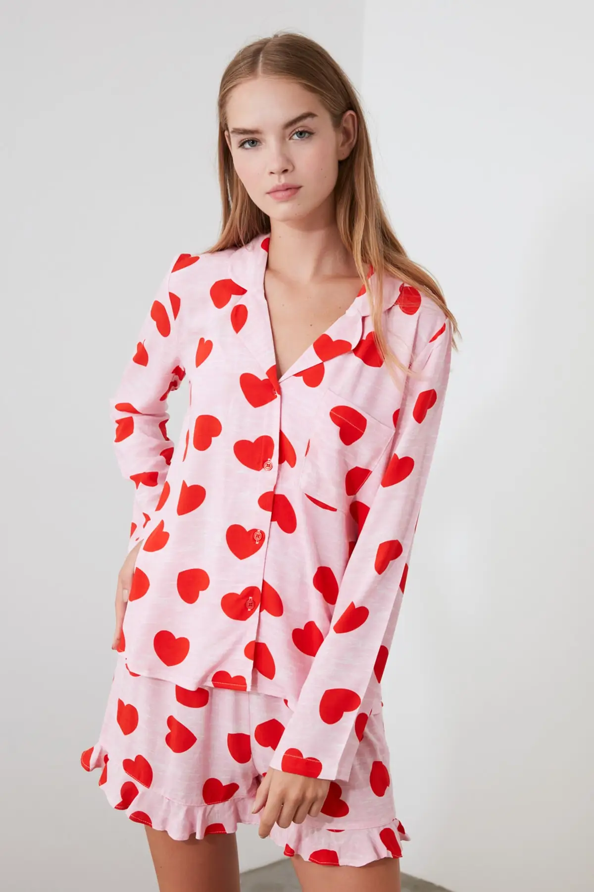 

Trendyol Heart Pattern Woven Pajamas set THMAW21PT0043