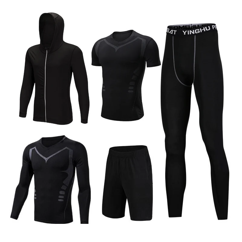 5 шт. новинка спортивная одежда для мужчин Компрессионные спортивные костюмы